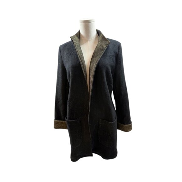 Chico Women’s Jacket NWT Size 1 Versatile Black w/Metallic Open‑Front Coat - Picture 4 of 8